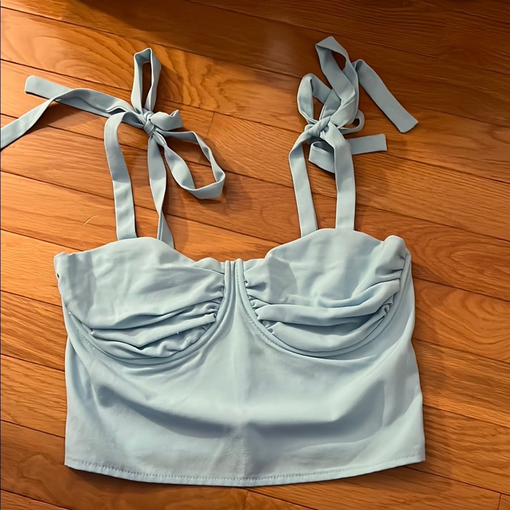 Light Blue Tie-Strap Top
